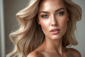 Close-up portrait of an American model with smooth and healthy skin