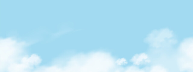 Sky, cloud background,Seamless pattern blue sky, White fluffy cloudy in winter,Vector 3d banner Nature landscape for Spring,Panoramic Summer backdrop repeat pattern cartoon for environment wallpaper