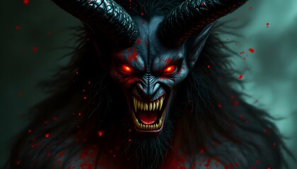 Naklejka premium Fierce Demon Digital Art Blood Red Eyes Dark Fantasy