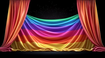 Rainbow flag stage curtain reveal