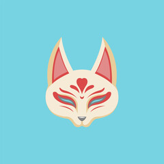 Kitsune mask Japanese culture  vector illustration 
