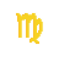 Obraz premium pixel Zodiac Symbol icon sign for 8 bit Maiden Constellation. game logo