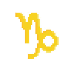 Fototapeta premium pixel Zodiac Symbol icon sign for 8 bit Mountain Sea-goat game logo
