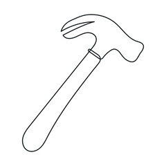 Hammer one line. Vector illustration of construction or repair tool drawn by continuous line