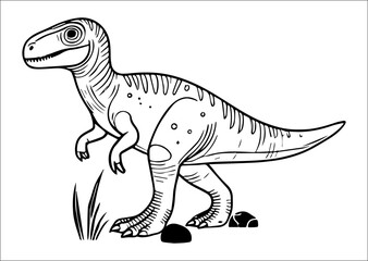 Vector illustration of a dinosaur on a white background. Cartoon style.