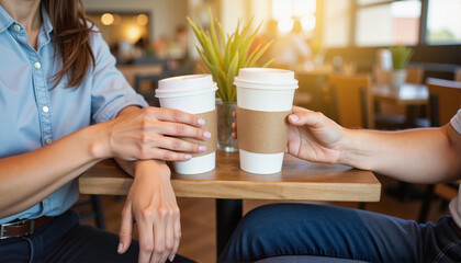 Two people sharing coffee in a cozy café setting for blogs, websites, relationship advice, lifestyle content, and social media posts about friendship and connection