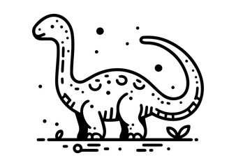 Fototapeta premium Cute dinosaur doodle line icon. Vector illustration of prehistoric animal.