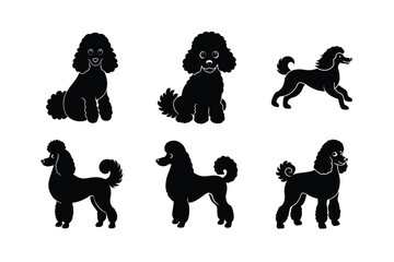 Poodle silhouettes bundle pack isolated on white