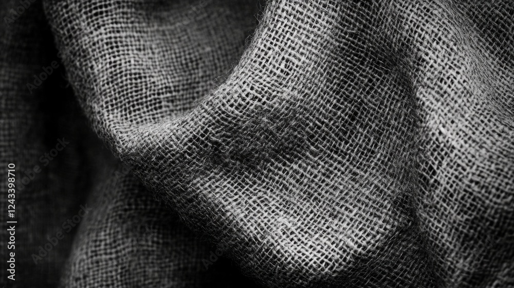 Aufkleber monochromatic gray burlap texture showcasing intricate weave and natural imperfections for design an
