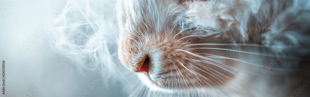 Aufkleber detailed close-up of a rabbit's face showcasing its fur and whiskers in soft lighting