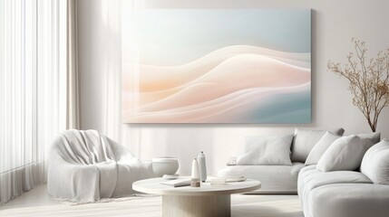 A soothing pastel abstract artwork with minimalist gradients and smooth, flowing lines for a contemporary vibe