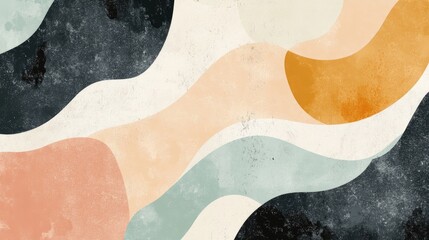 Obraz premium Abstract minimalist design featuring smooth transitions of pastel colors and flowing lines for a clean, modern look