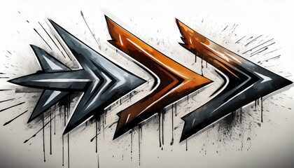 arrows sprayed in graffiti style over white background street art