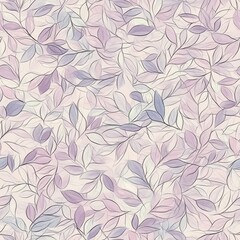 Fototapeta premium Gentle watercolor doodle design featuring delicate leaves in soft pastel shades creating a serene backdrop