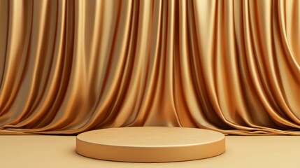Gold Podium Stage with Silk Drapes