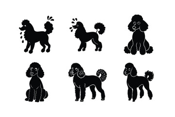 Poodle silhouettes design pack on white background