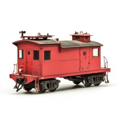 Detailed red model train caboose showcasing exceptional craftsmanship and realism in miniature design