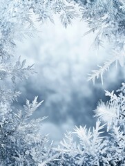 Frosty Window Pane Displays Delicate Winter Ice Crystals