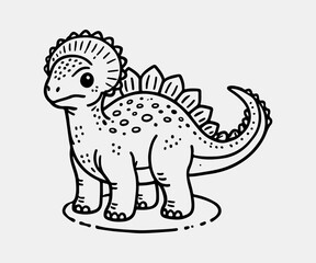 Outline Dinosaur coloring page for kids. Vector illustration of a dinosaur.
