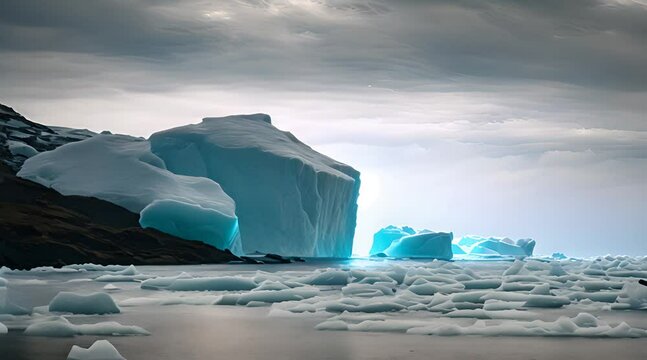 The view of icebergs covered in dew is very beautiful