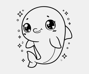 Cute kawaii ghost with eyes and mouth. Vector illustration.