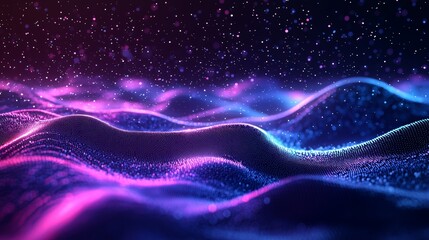 Obraz premium Abstract Colorful Waves with Glittering Particles in the Background