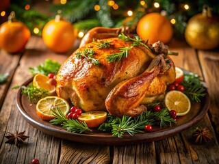 Festive Roasted Chicken with Orange & Herb Garnish - Delicious Holiday Meal