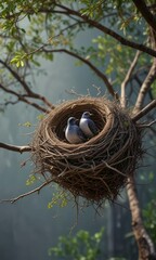The slender branch of a Balinese starling's nest, balinese starling nest branch, nature, forest canopy