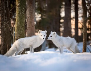 Obraz premium white fox in the snow