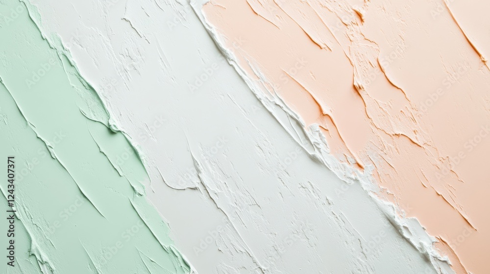 Poster Elegant gradient patterns in mint and peach tones on a subtle white background