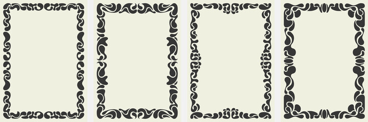 Ornamental swirl frame design template collection featuring fluid curved patterns.