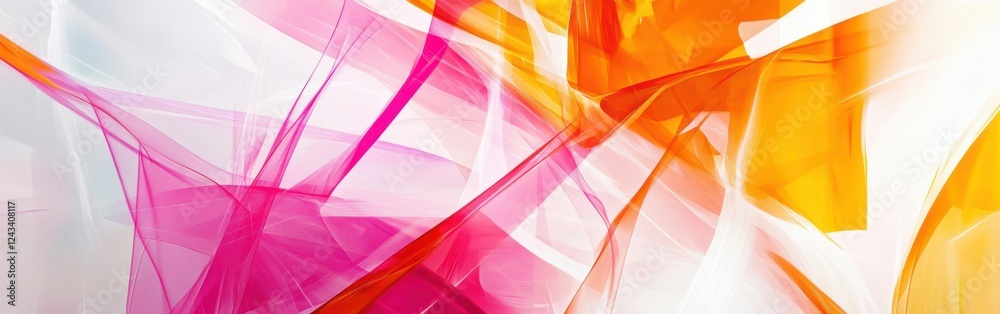 Aufkleber vibrant abstract geometric design with translucent shapes glowing softly in energetic colors of hot 