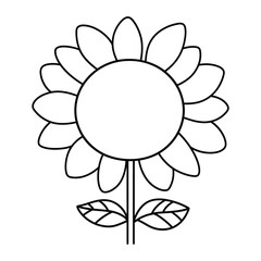 Sunflower line art coloring page for kids vector illustration