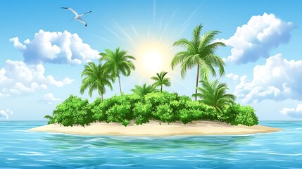 Fototapeta premium Tropical Paradise Island: A Serene Escape