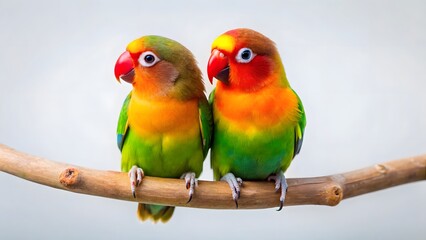 Fototapeta premium Two Lovebirds on Branch