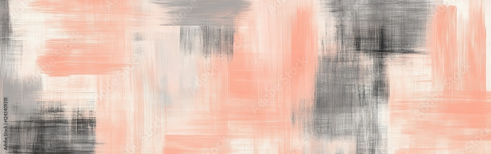 Aufkleber Soft pencil strokes blend peach and gray grids into negative space creating a serene background for artistic projects
