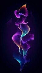 Naklejka premium Abstract Swirling Form, Smooth Gradient, Cyan to Purple on Dark Background, Vector Illustration