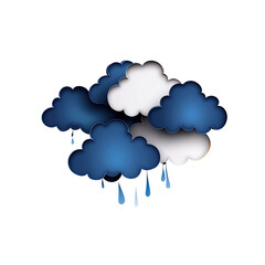 Obraz premium Rainy Day Clouds Abstract Blue and White Cloud Illustration with Raindrops