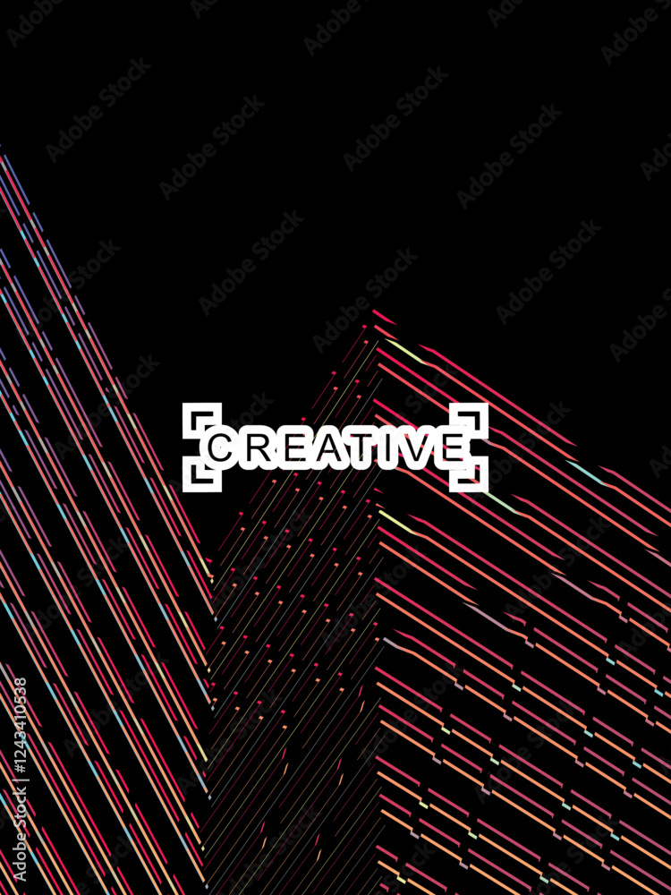 Fototapete futuristic abstract technology shining rainbow light lines on modern line pattern black background. 