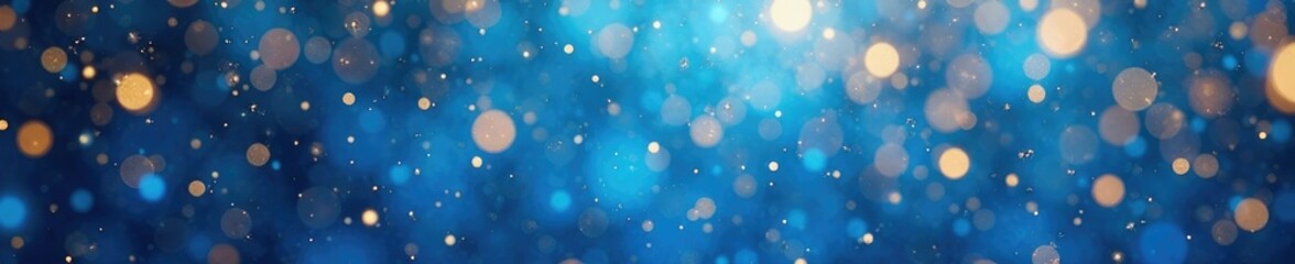 Glittery blue sky filled with shimmering silver and gold bubbles, blue sky, gold