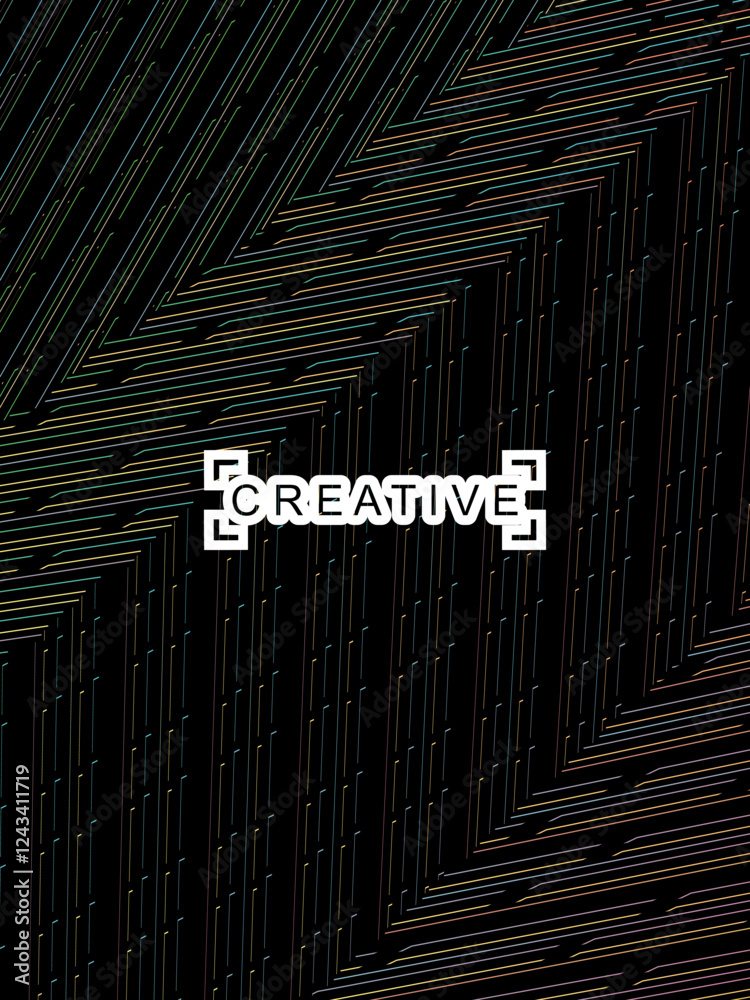 Fototapete futuristic abstract technology shining rainbow light lines on modern line pattern black background. 