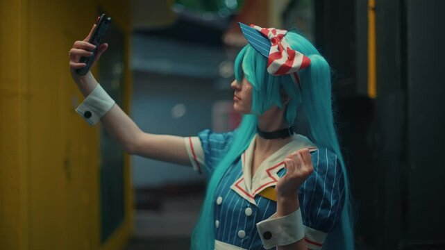 A colorful cosplay of a famous character in a unique setting that captivates viewers