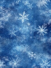Intricate Snowflakes Falling on a Blue Winter Sky