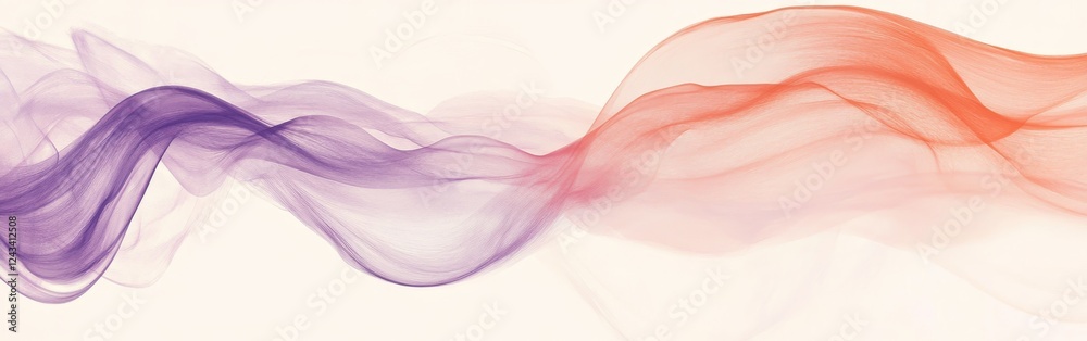 Poster Flowing wave patterns in muted coral and lavender create a calming minimalist aesthetic with elegant pencil strokes