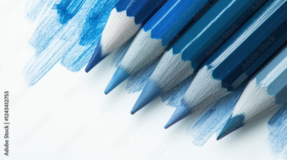 Poster elegant blue and gray pencil strokes create a modern gradient in artistic composition