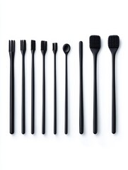 Black Crochet Hook Set Collection - Elegant black silicone crochet tools, perfect for crafting.  Symbolizes precision, creativity, artistry,  handmade, and style.
