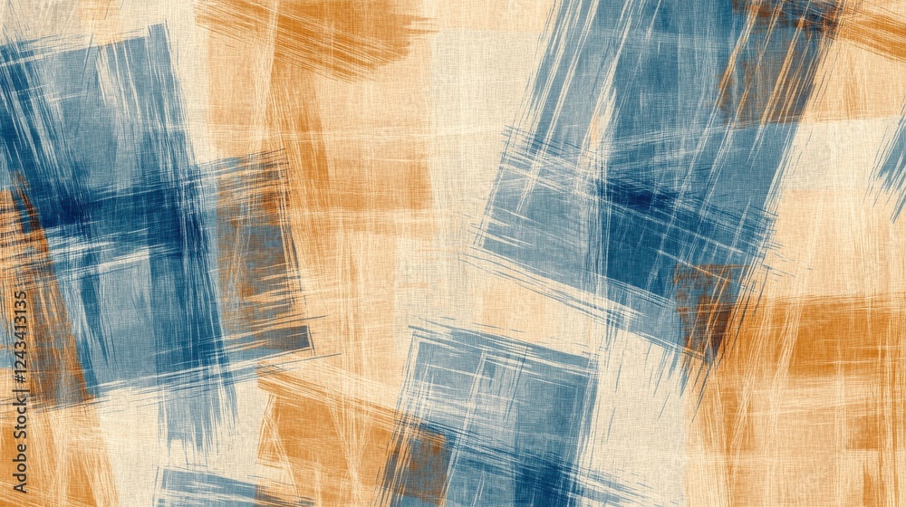 Poster Elegant pastel strokes create a soft texture blending blue and amber hues in a stylish pattern