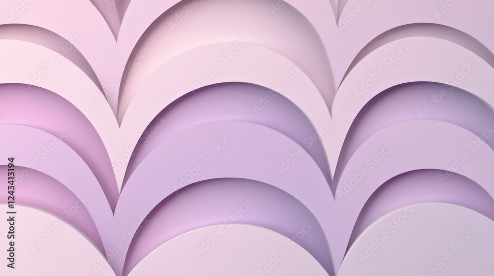 Poster Elegant pastel lavender and pink arcs create a modern, clean composition with overlapping layers for a stylish and sophisticated look