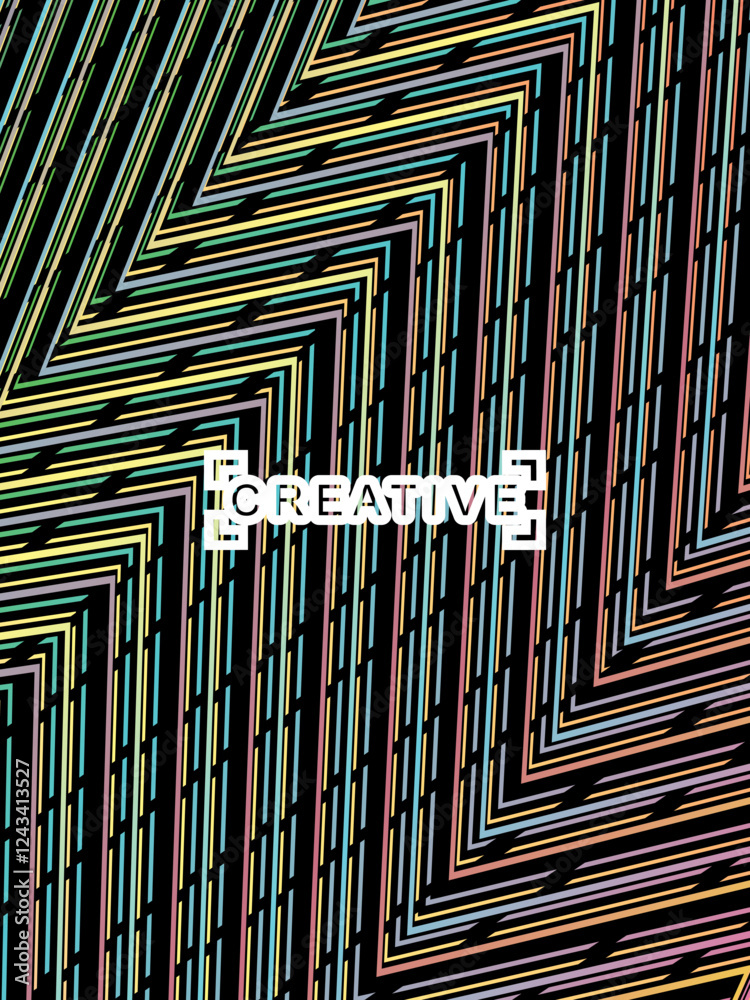Fototapete futuristic abstract technology shining rainbow light lines on modern line pattern black background. 