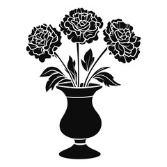 vase with carnations silhouette silhouette vector illustration